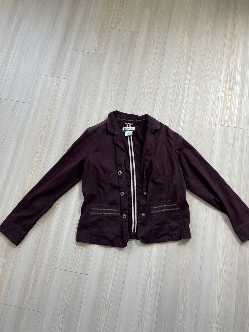 Columbia Women's Cotton Dark Plum Shrunken Snap Button Jacket Layering